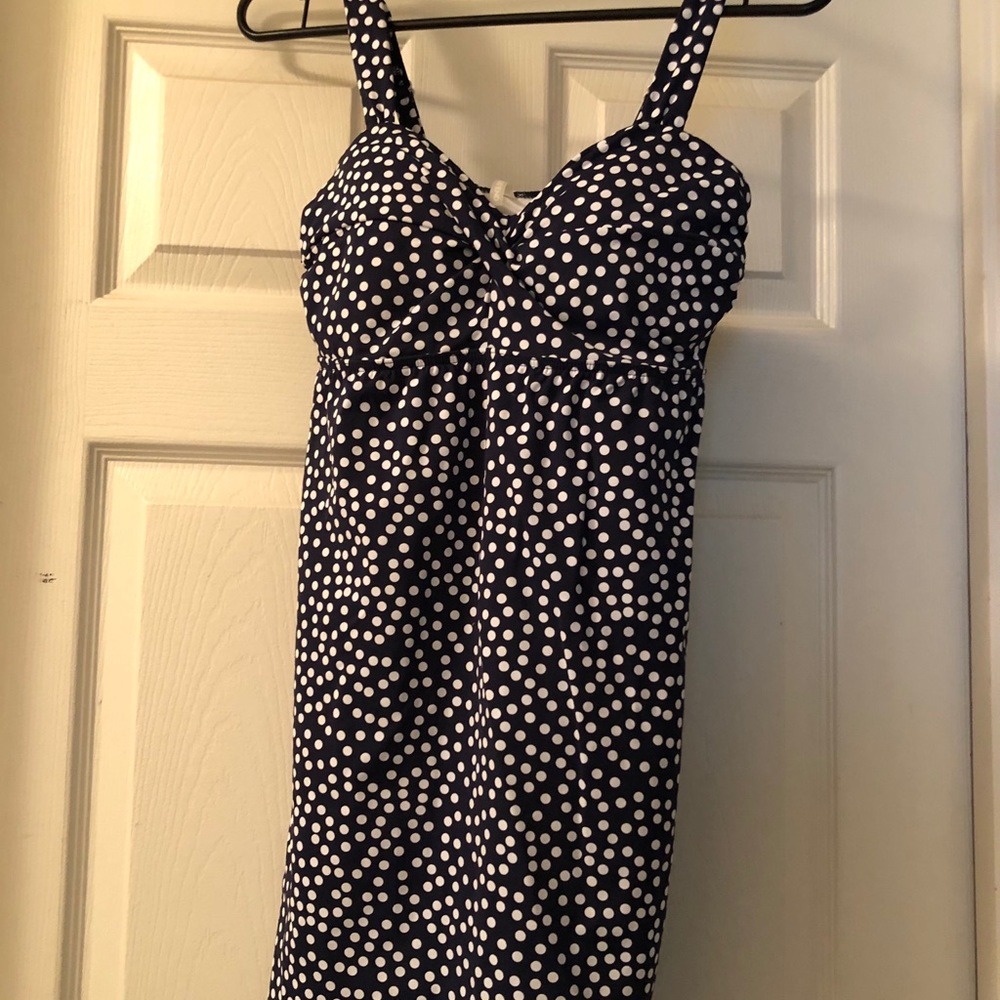 Lands End Tankini Swim Top Black & White Swimsuit